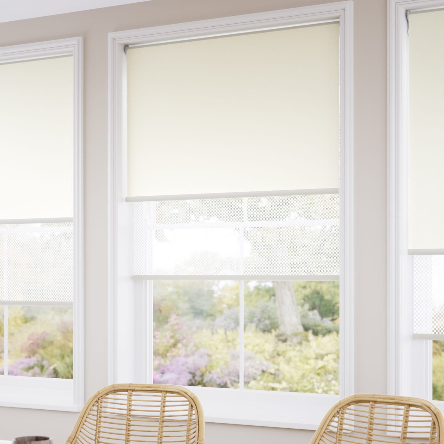 ColorizedZoom Umbra Linen White Double Roller Blind 2333