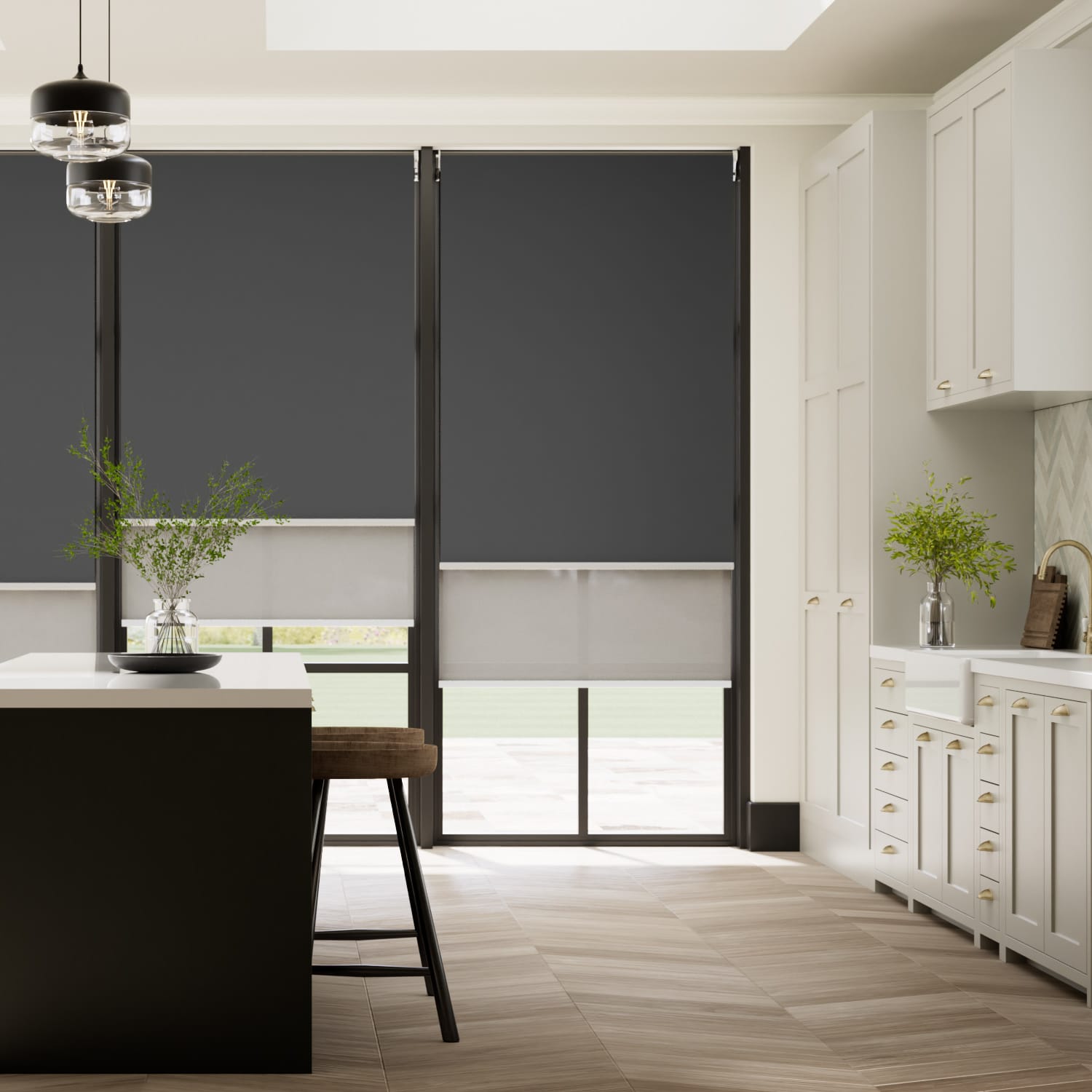 Colorized Atom Iron Grey Double Roller Blind 2345