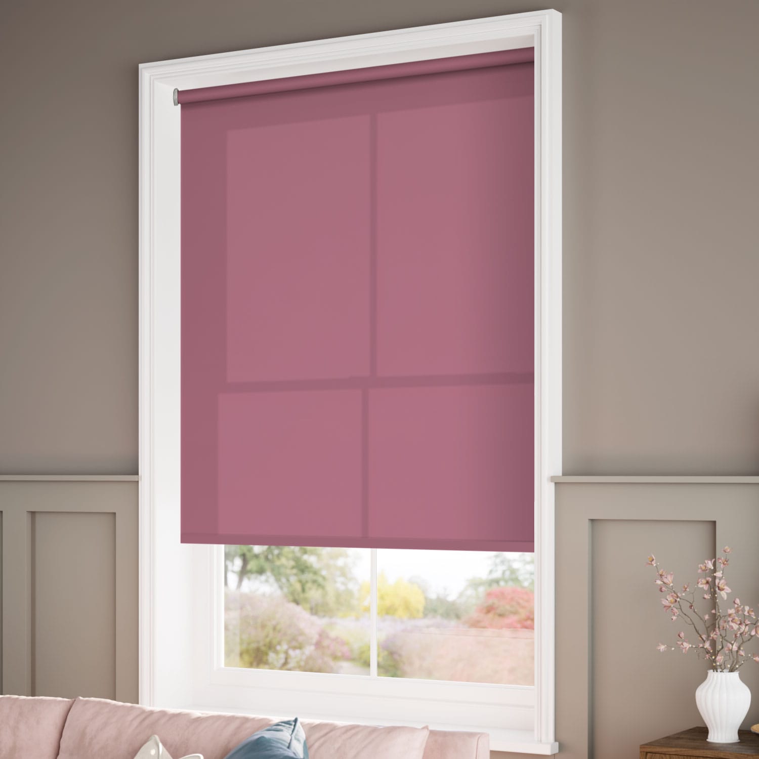 ColorizedZoom Electric Avalon Peony Pink Roller Blind