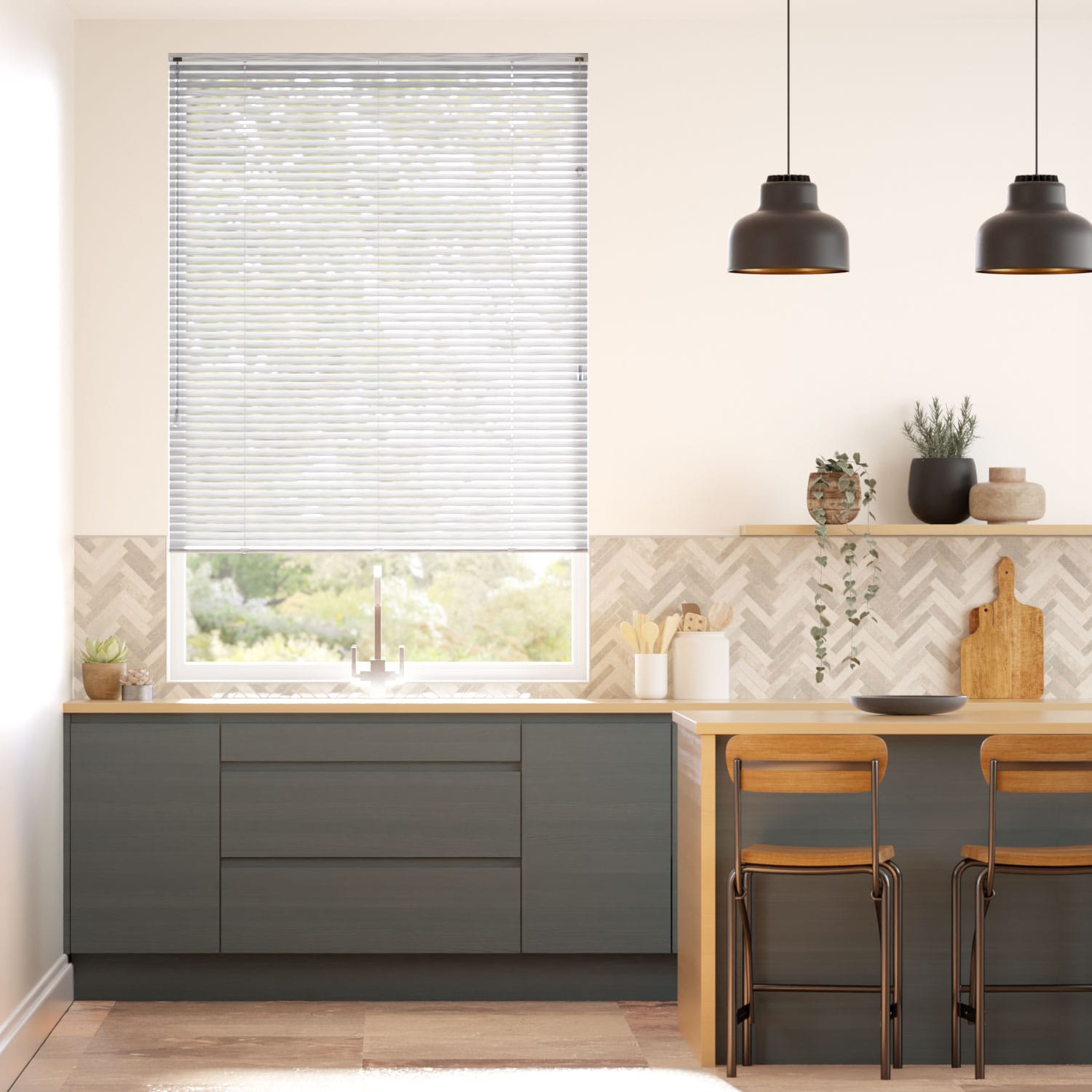 Colorized Studio Brushed Silver Venetian Blind - 25mm Slat 2310