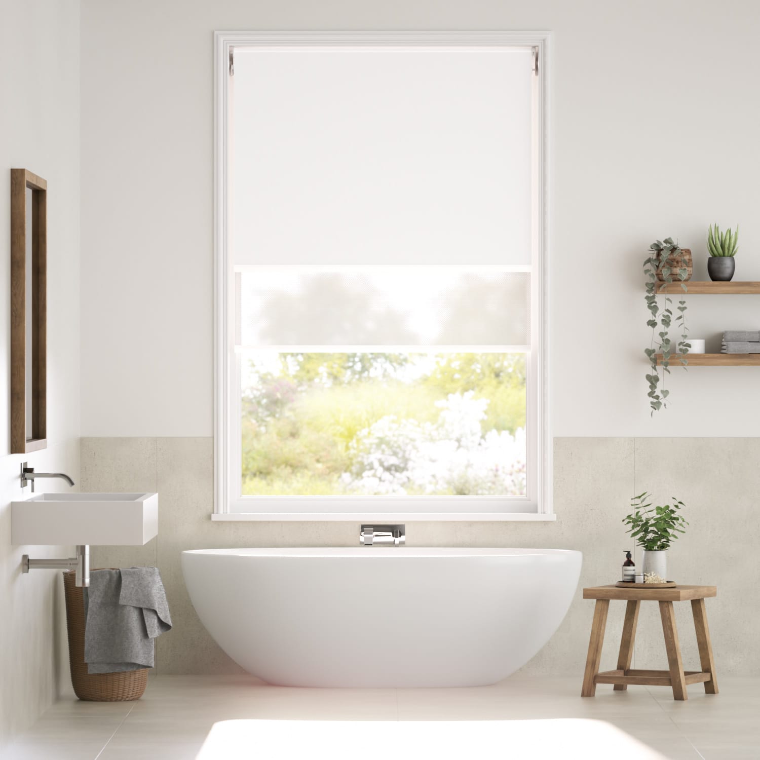 Colorized Atom Pure White Double Roller Blind 2351