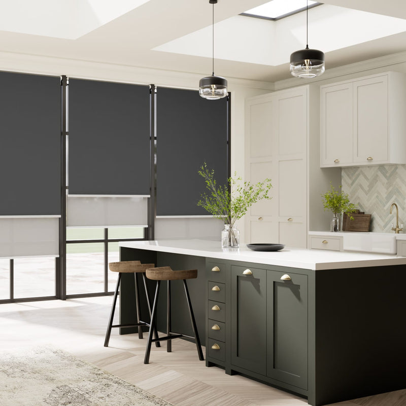 ColorizedZoom Atom Iron Grey Double Roller Blind 2345