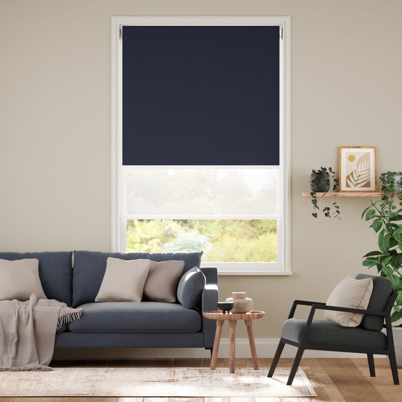 Colorized Atom Navy Double Roller Blind 2349