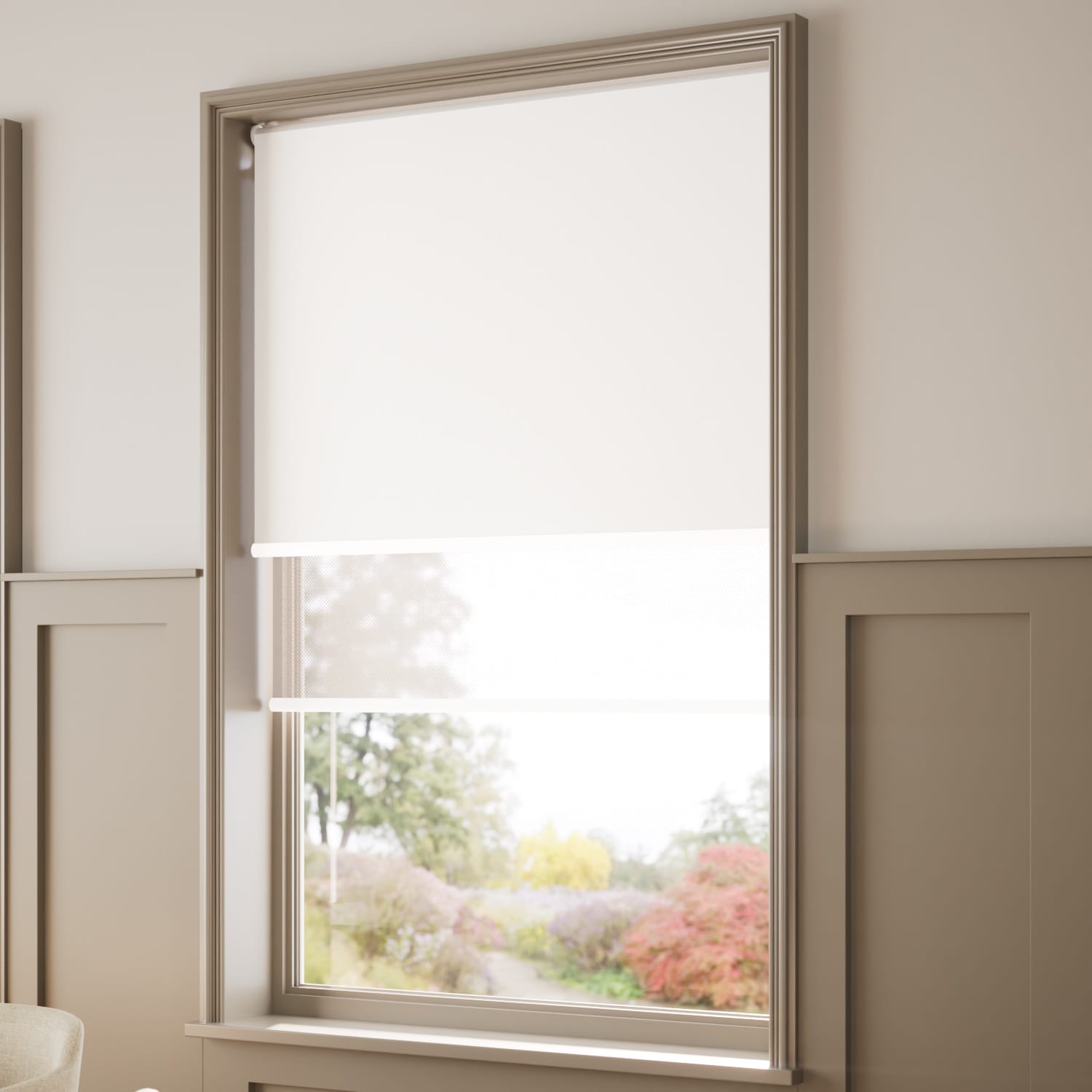 ColorizedZoom Twist2Go Umbra Milk White Double Roller Blind 2390