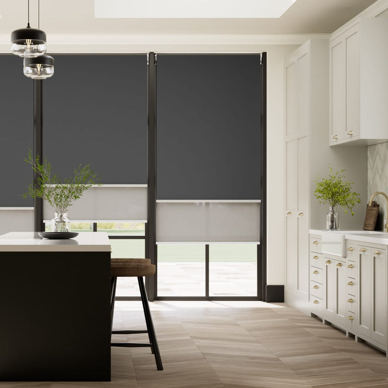 Colorized Electric Atom Iron Grey Double Roller Blind 2405