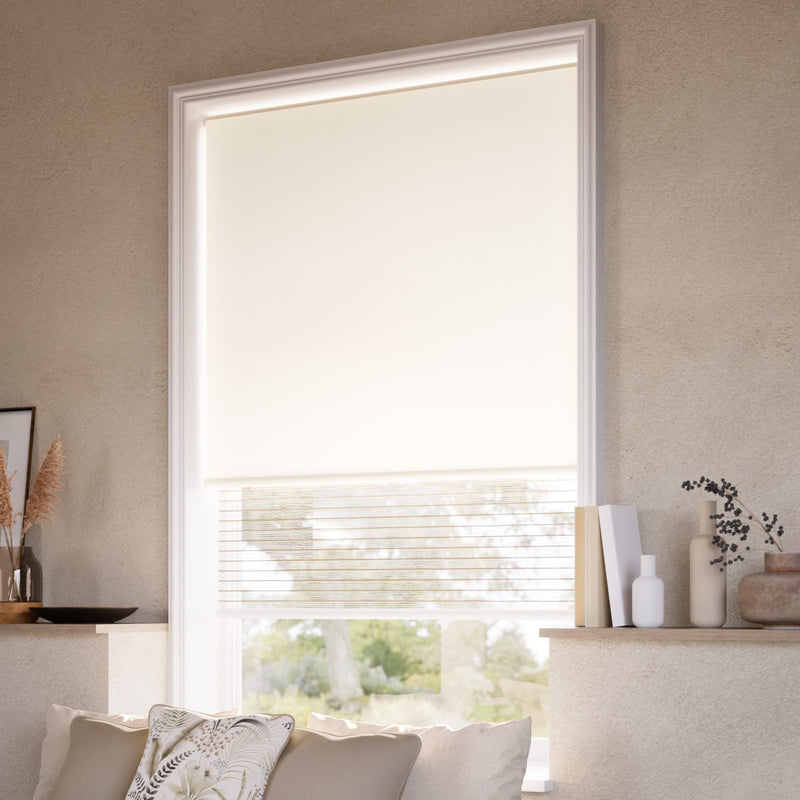 ColorizedZoom Electric Alia Limestone Double Roller Blind 2444