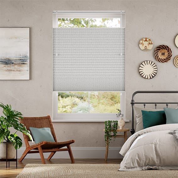 Colorized DuoShade Top Down/Bottom Up Strie Soft Grey Thermal Blind 2716
