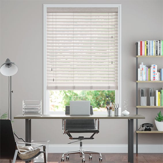 Colorized Cosmopolitan White Mist Wooden Blind - 50mm Slat 3196