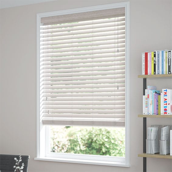 ColorizedZoom Cosmopolitan White Mist Wooden Blind - 50mm Slat 3196