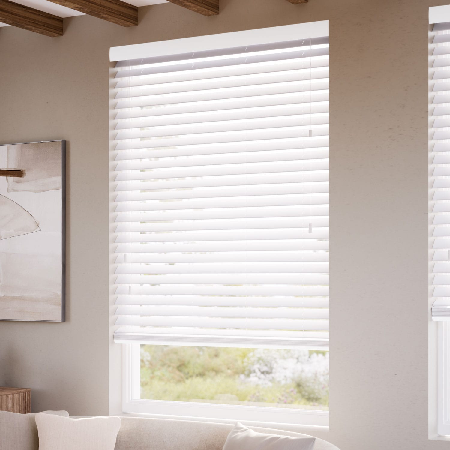 ColorizedZoom Brightest White Wooden Blind - 50mm Slat 3244