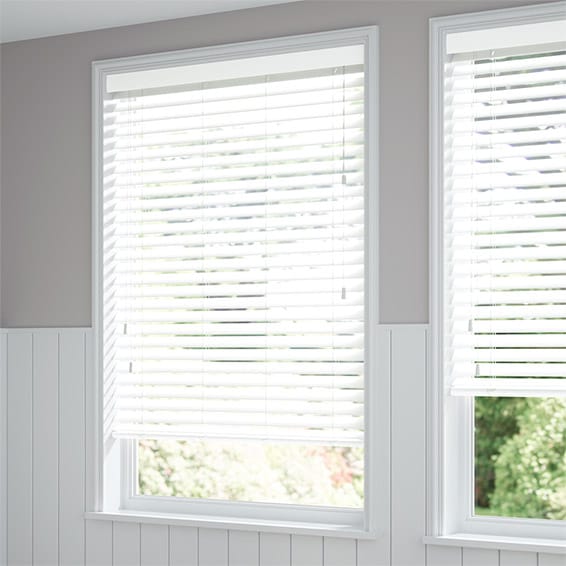 ColorizedZoom Chiffon White Wooden Blind - 50mm Slat 3245