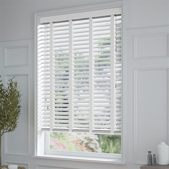 ColorizedZoom Brightest White and Glacial White Wooden Blind  - 50mm Slat 8773