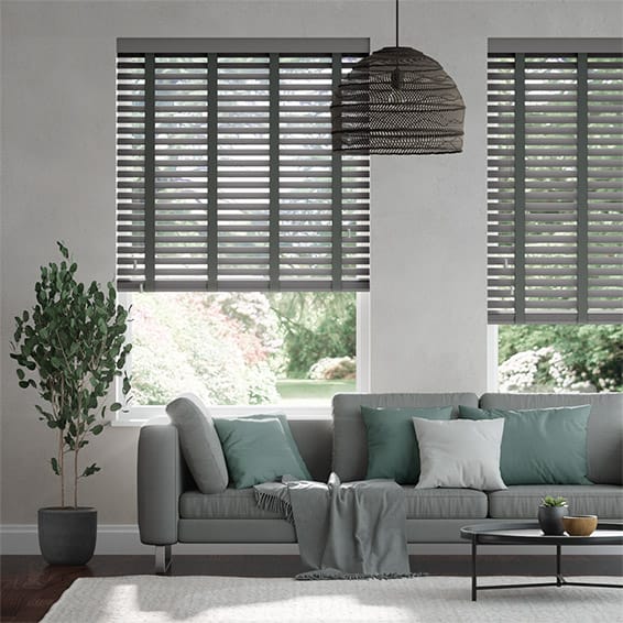 Colorized Husky Grey & Lead Wooden Blind - 50mm Slat 3261