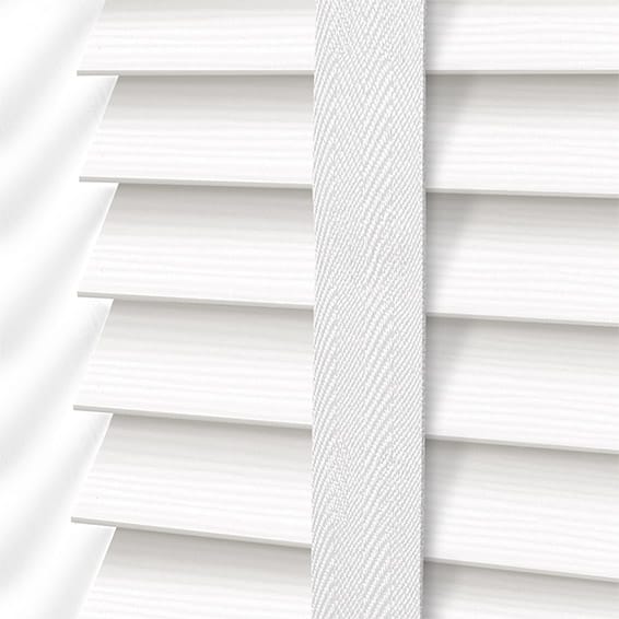 ColorizedPLA Ice White & White Faux Wood Blind - 50mm Slat 3284