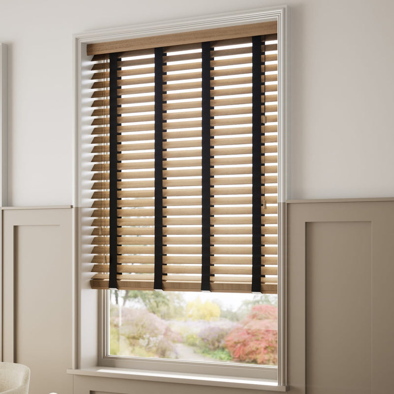ColorizedZoom Chestnut & Jet Faux Wood Blind - 50mm Slat 3278