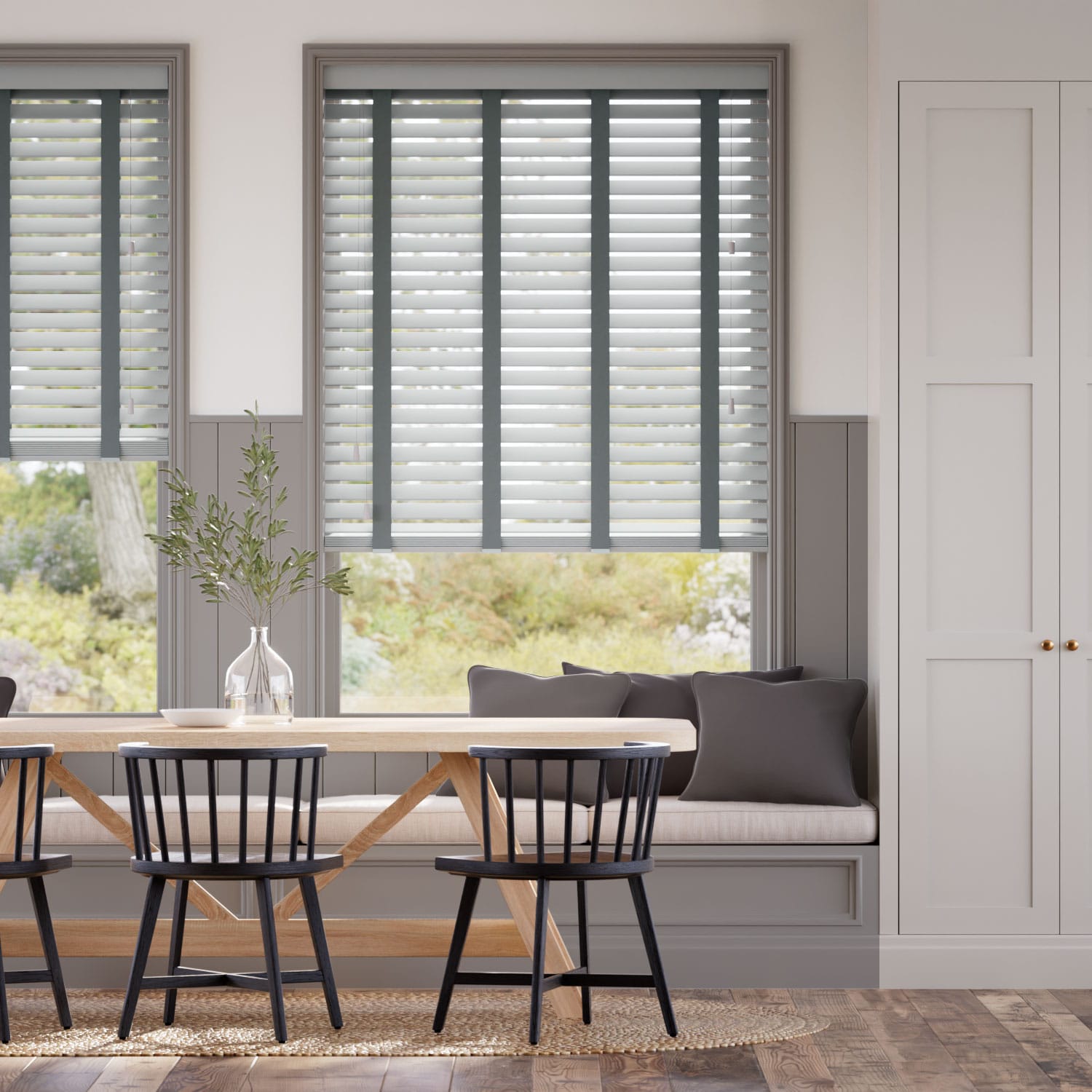 Colorized Urban Grey & Anthracite Faux Wood Blind - 50mm Slat 3291