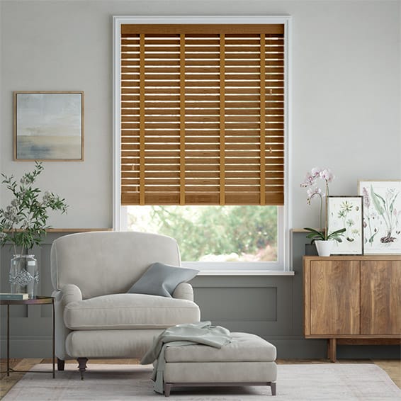 Colorized Vintage Oak & Camel Wooden Blind - 50mm Slat 3295