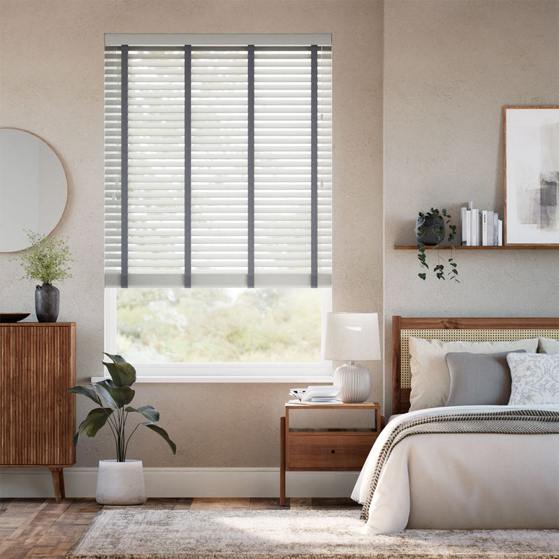 Colorized Turtle Dove Grey & Anthracite Faux Wood Blind - 50mm Slat 3312