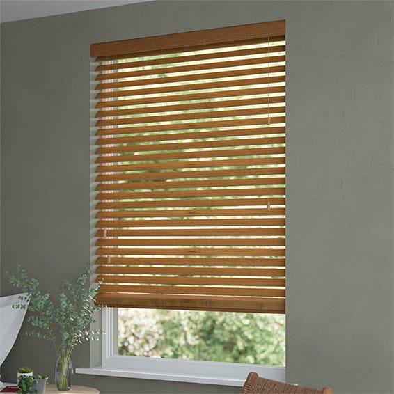 ColorizedZoom Macadamia Oak Wooden Blind - 50mm Slat 3314