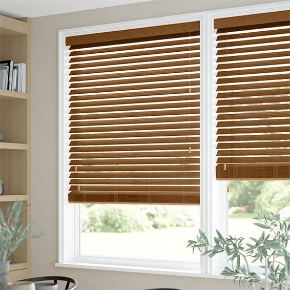 ColorizedZoom Vintage Oak Wooden Blind - 50mm Slat 3315