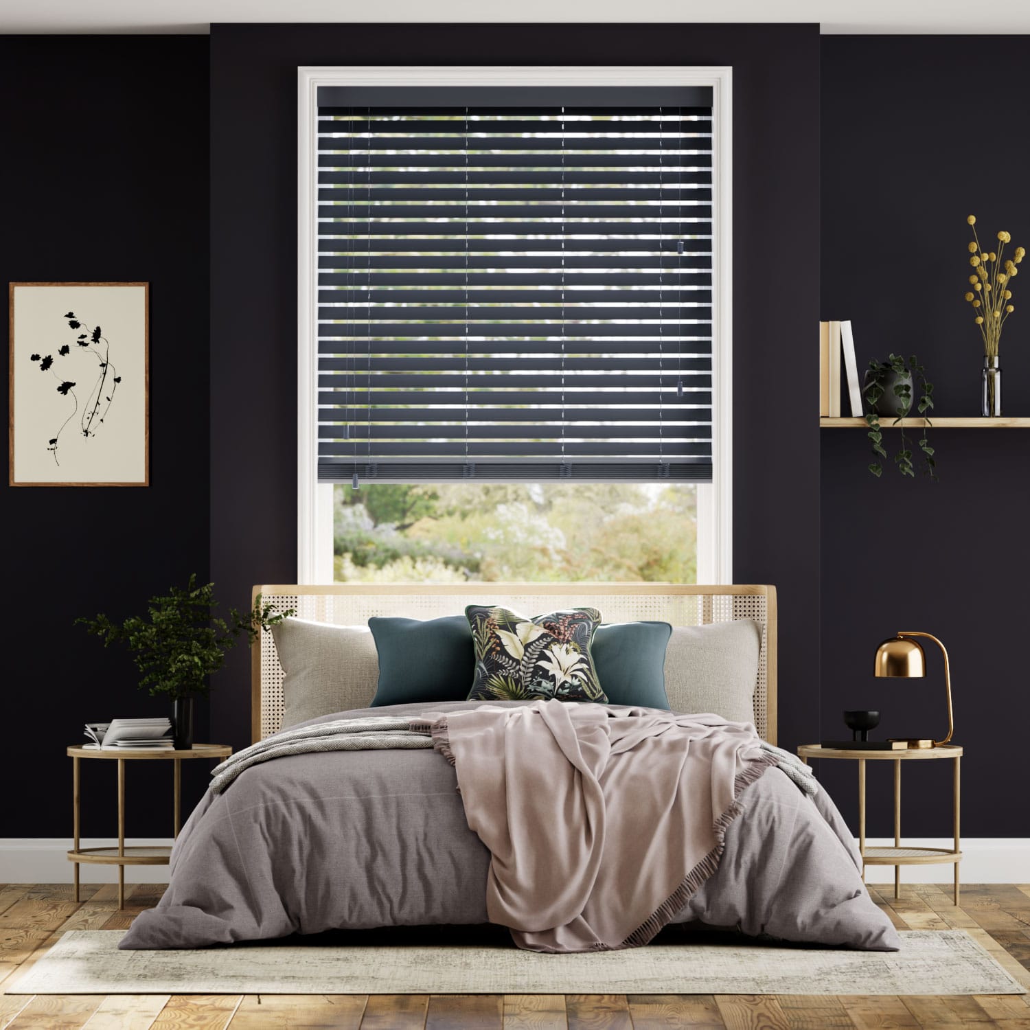 Colorized Midnight Blue Wooden Blind - 50mm Slat 3321
