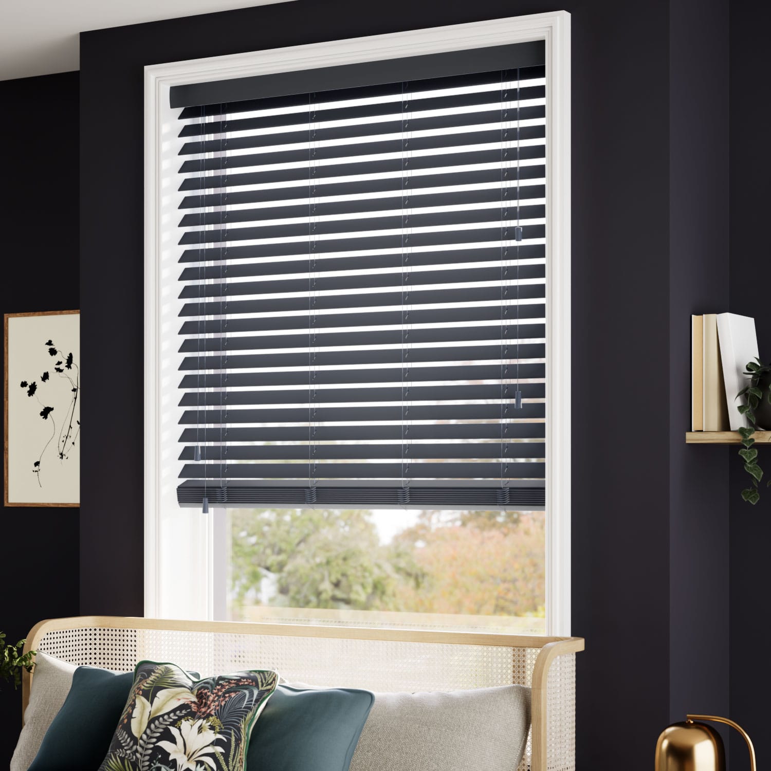 ColorizedZoom Midnight Blue Wooden Blind - 50mm Slat 3321