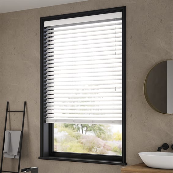 ColorizedZoom Cumulus White Wooden Blind - 50mm Slat 3318