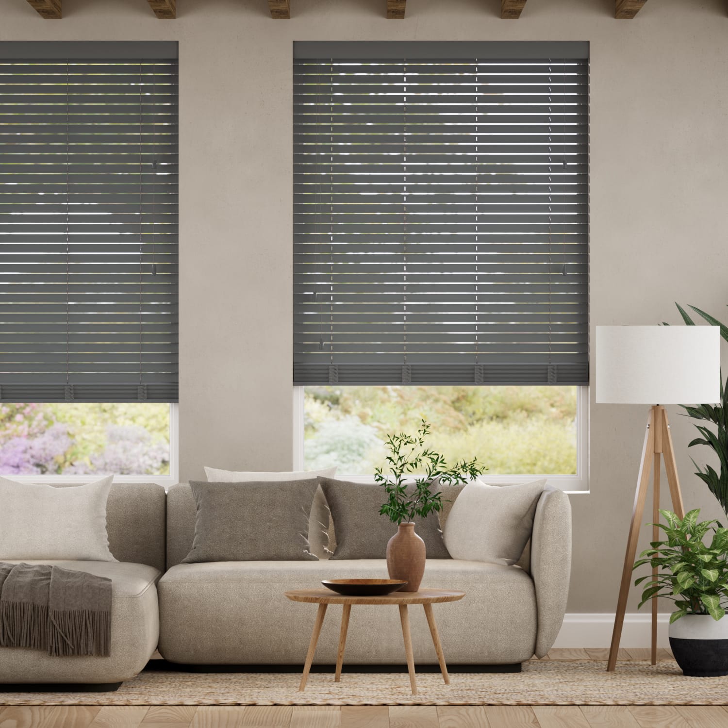 Colorized Everest Grey Wooden Blind - 50mm Slat 3327