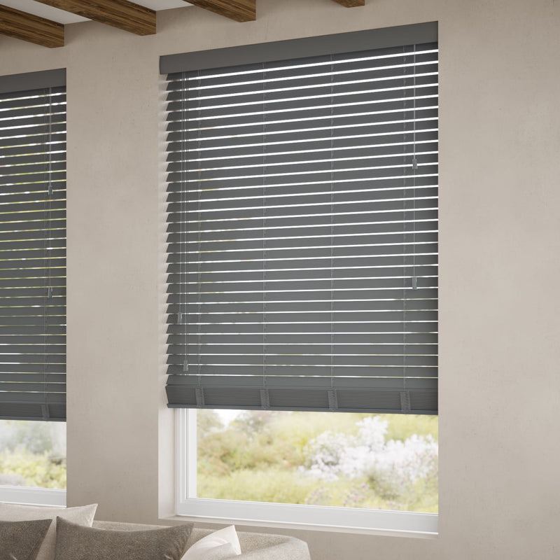 ColorizedZoom Everest Grey Wooden Blind - 50mm Slat 3327