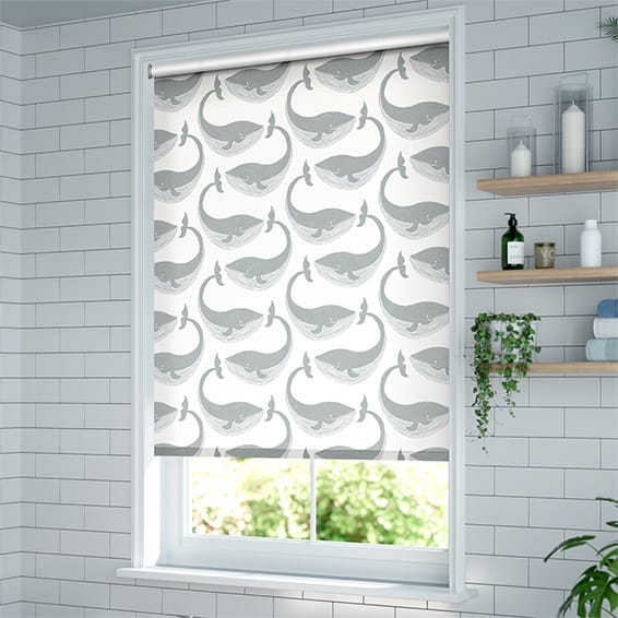 ColorizedZoom Splash Blackout Kids Whale of a Time Slate Roller Blind 3445