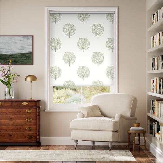 Colorized Bay Tree & Bird Fennel Roller Blind 3478
