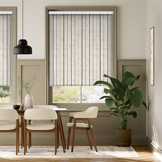 Colorized Choices Twill Stripe Linen Ribbon Blue Roller Blind 3608