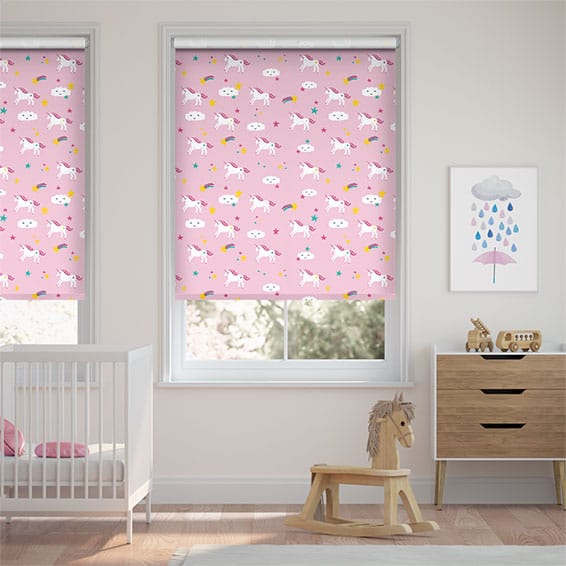 Colorized Unicorn Dreams Blackout Pink Roller Blind 3616