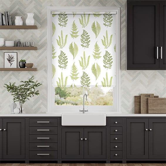 Colorized Angel Ferns Olive Roller Blind 3731