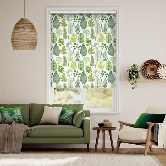 Colorized Tropical Leaves Moss Roller Blind 3810