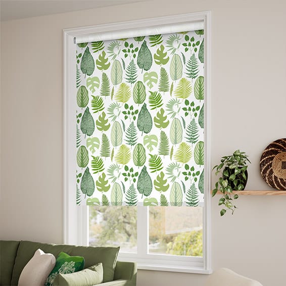 ColorizedZoom Tropical Leaves Moss Roller Blind 3810