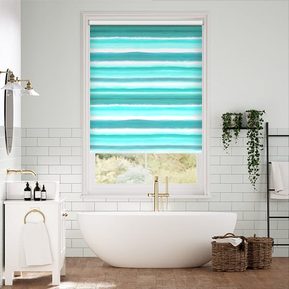 Colorized Watercolour Stripe Teal Roller Blind 3812