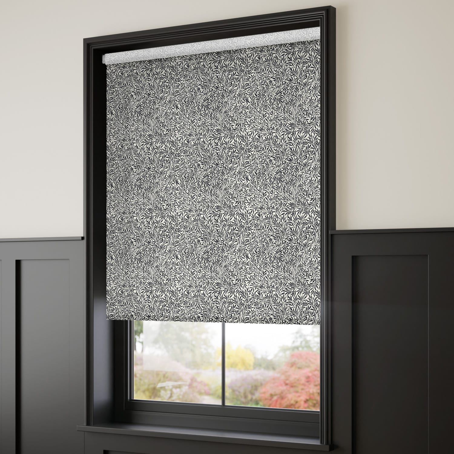 ColorizedZoom William Morris Willow Onyx Roller Blind 4143