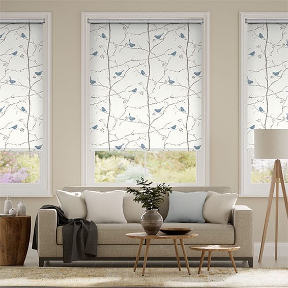 Colorized Twist2Go Springs Dawn Chorus Mineral Blue Roller Blind 8984