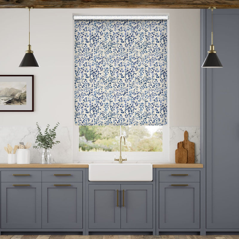 Colorized Rue Watercolour Blue Roller Blind 4418