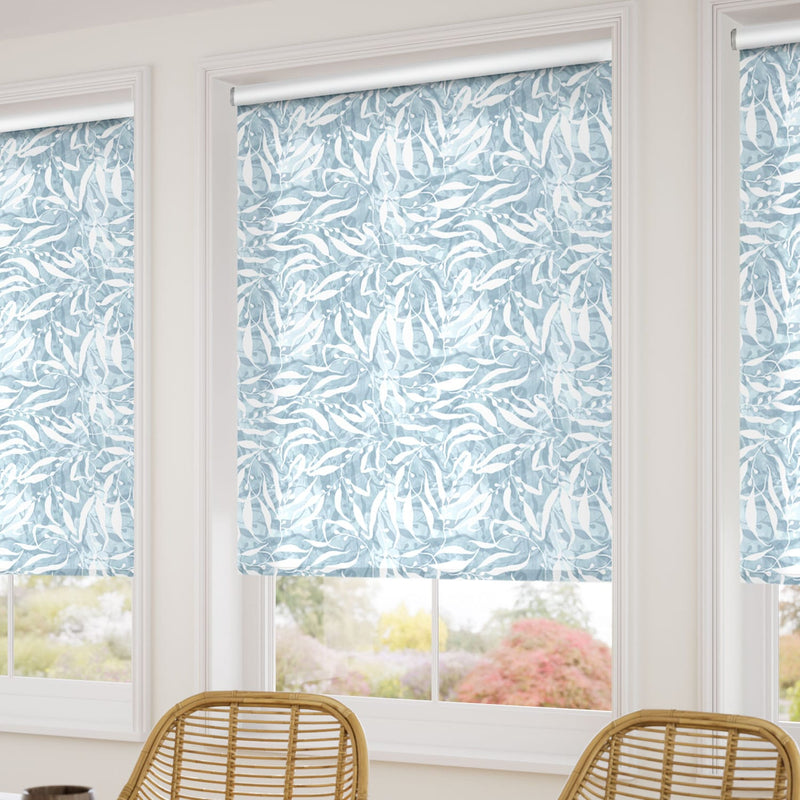 ColorizedZoom Splash Blackout Sea Kelp Soft Blue Roller Blind 4422