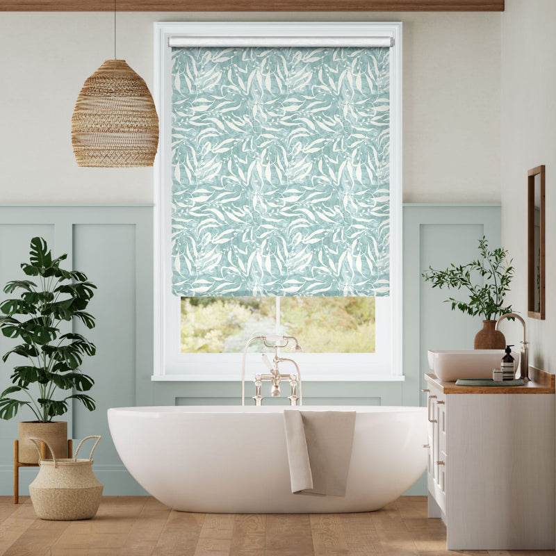 Colorized Splash Blackout Sea Kelp Soft Teal Roller Blind 4423