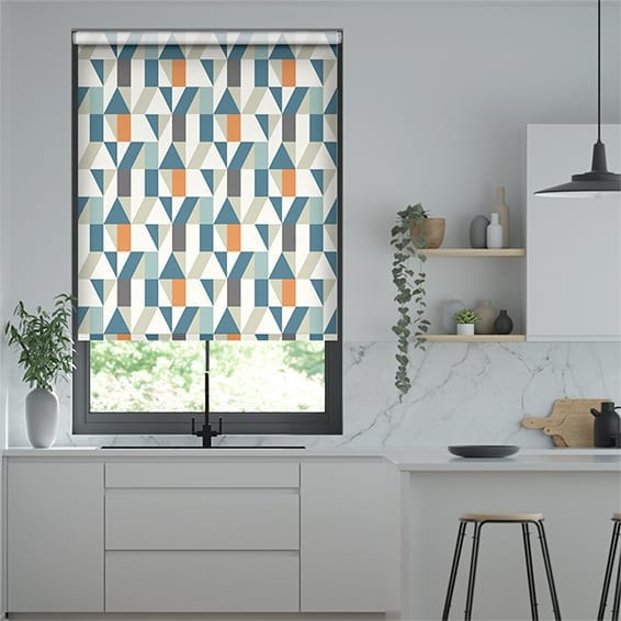 Colorized Twist2Go Nuevo Blocks Sapphire Roller Blind 4587