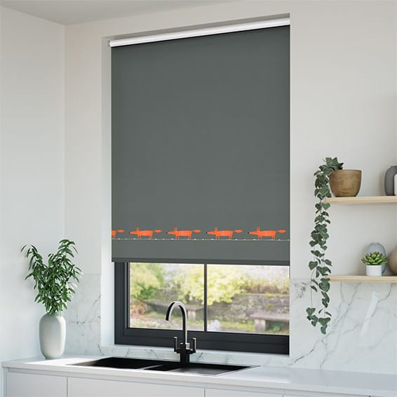ColorizedZoom Twist2Go Mr Fox Border Charcoal Roller Blind 4597