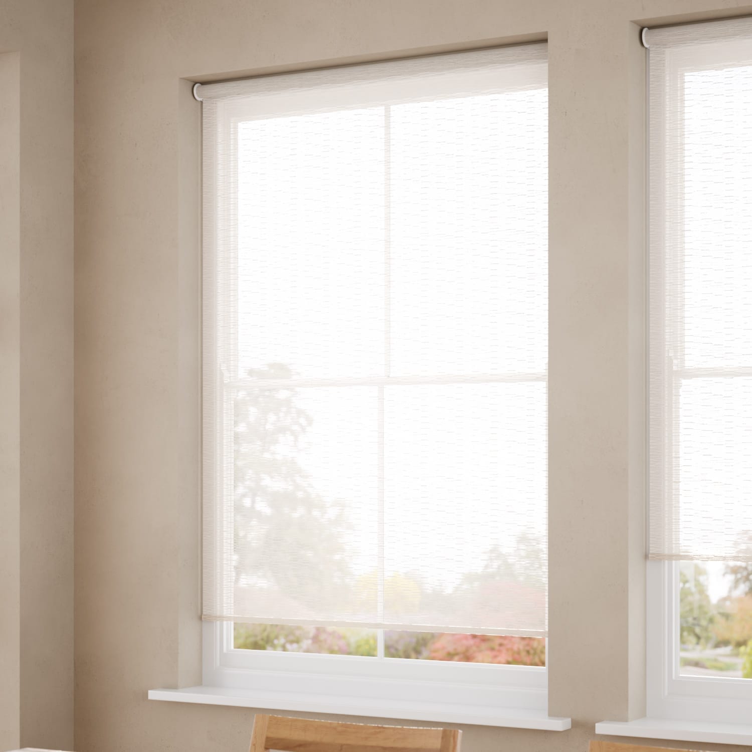 ColorizedZoom Electric Oriel Voile Whitewash Roller Blind 4850