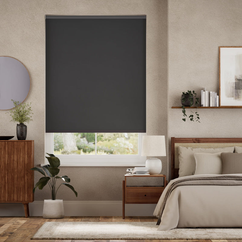 Colorized Electric Sevilla Blackout Charcoal  Roller Blind 4918