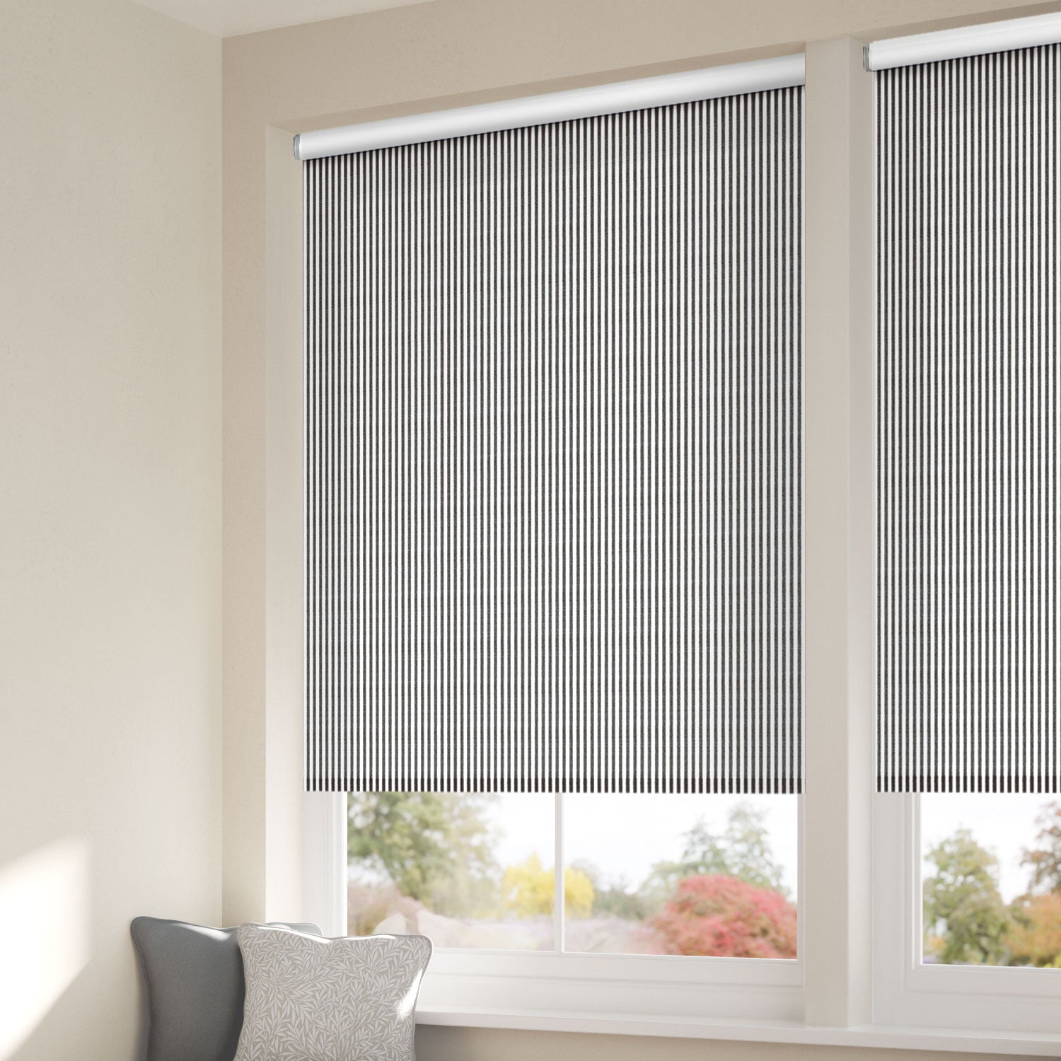 ColorizedZoom Choices Devon Stripe Charcoal Roller Blind 5106