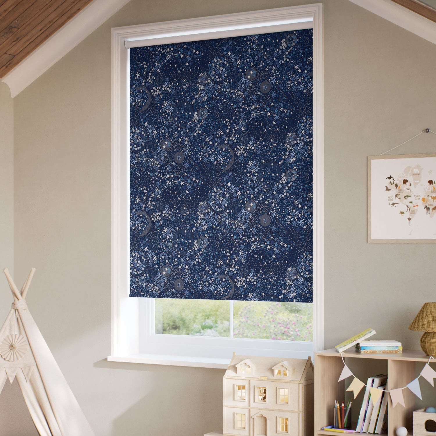 ColorizedZoom Adelajda Nighttime Blue Roller Blind 5351