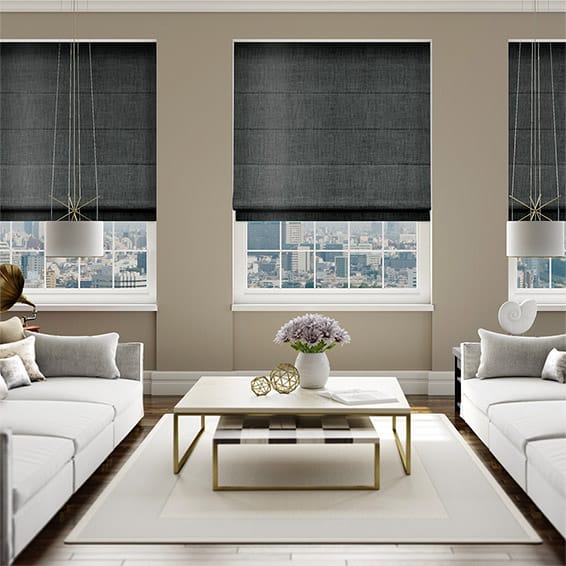 Colorized DuJour Velvet Gunmetal Grey Roman Blind 6631