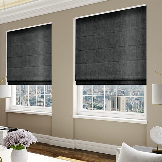 ColorizedZoom DuJour Velvet Gunmetal Grey Roman Blind 6631